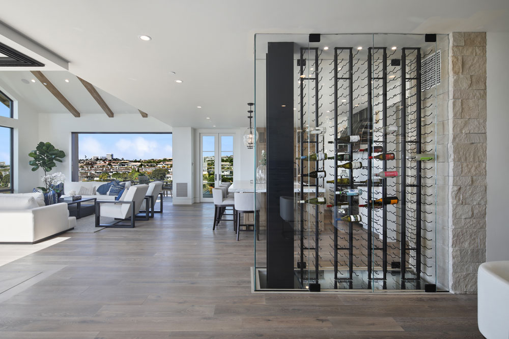 Cooled Glass Wine Cellar in Newport Beach
